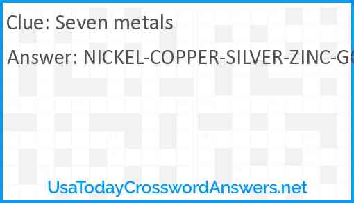 Seven metals Answer