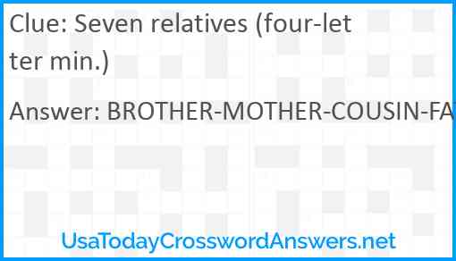 Seven relatives (four-letter min.) Answer