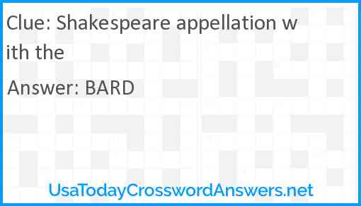Shakespeare appellation with the Answer