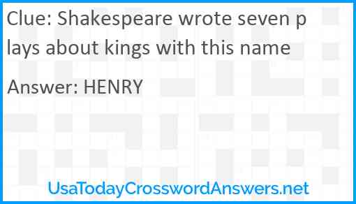 Shakespeare wrote seven plays about kings with this name Answer