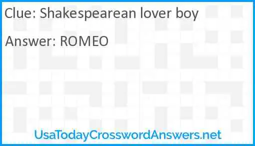 Shakespearean lover boy Answer