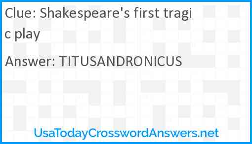 Shakespeare's first tragic play Answer