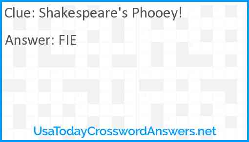 Shakespeare's Phooey! Answer