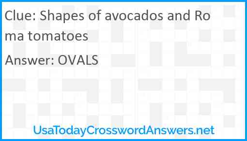 Shapes of avocados and Roma tomatoes Answer