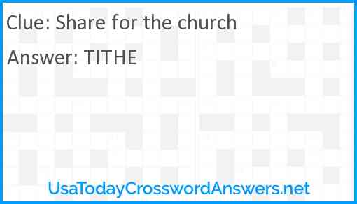 Share for the church Answer