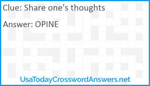 Share one's thoughts Answer