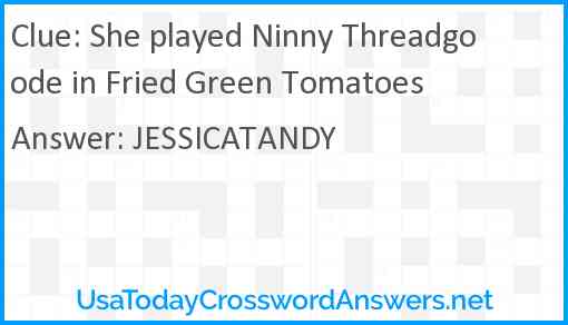 She played Ninny Threadgoode in Fried Green Tomatoes Answer