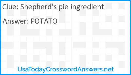 Shepherd's pie ingredient Answer