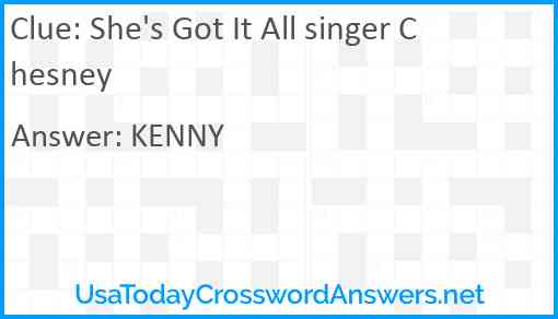 She's Got It All singer Chesney Answer