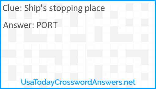 Ship's stopping place Answer