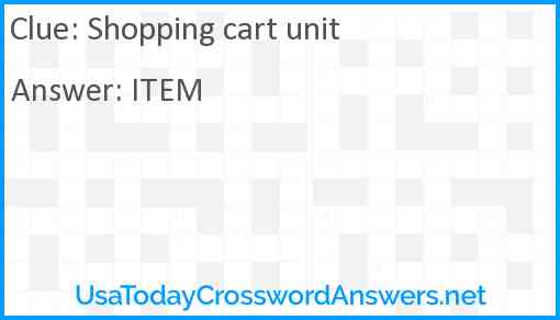 Shopping cart unit Answer