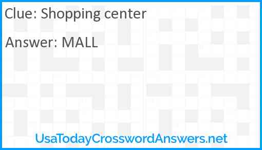 Shopping center Answer