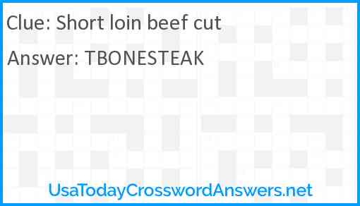 Short loin beef cut Answer