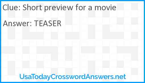 Short preview for a movie Answer