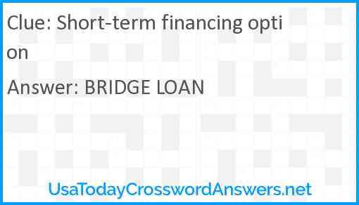 Short-term financing option Answer