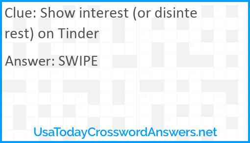 Show interest (or disinterest) on Tinder Answer