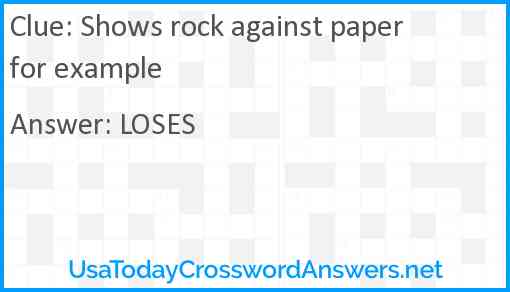 Shows rock against paper for example Answer