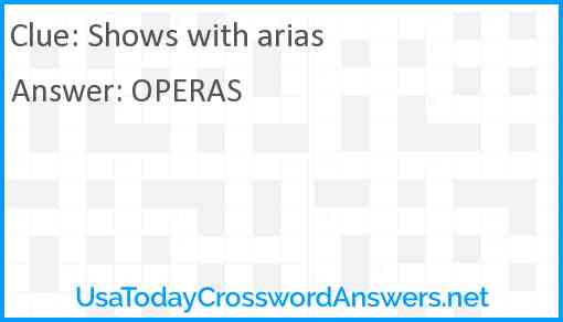 Shows with arias Answer