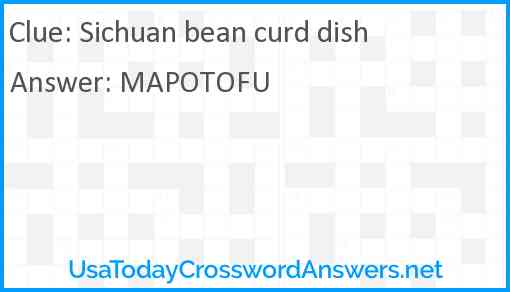 Sichuan bean curd dish Answer