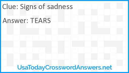 Signs of sadness Answer