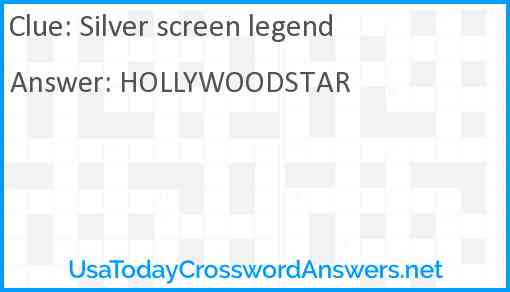 Silver screen legend Answer