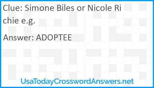 Simone Biles or Nicole Richie e.g. Answer