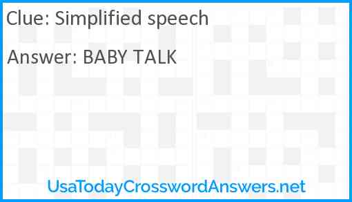 Simplified speech Answer