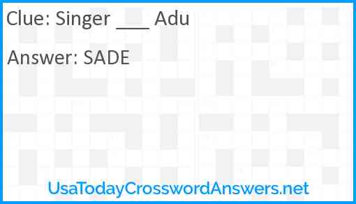 Singer ___ Adu Answer