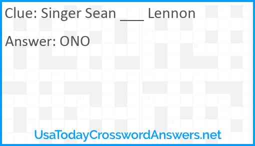 Singer Sean ___ Lennon Answer