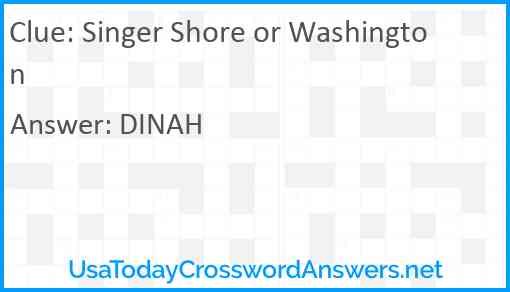 Singer Shore or Washington Answer