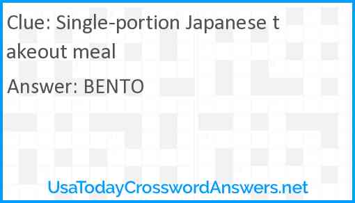 Single-portion Japanese takeout meal Answer