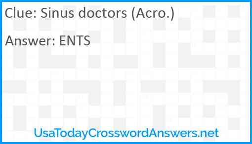 Sinus doctors (Acro.) Answer