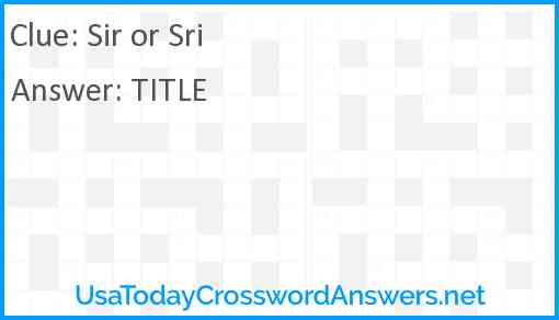 Sir or Sri Answer