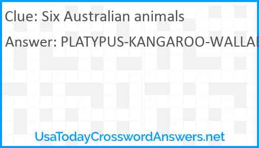 Six Australian animals Answer
