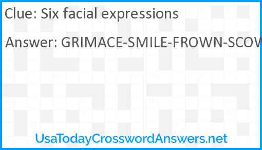 Six facial expressions Answer