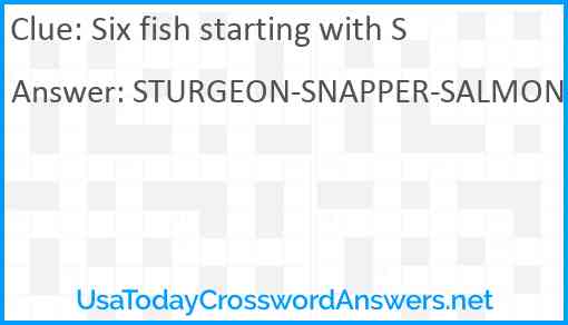 Six fish starting with S Answer