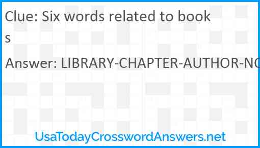 Six words related to books Answer