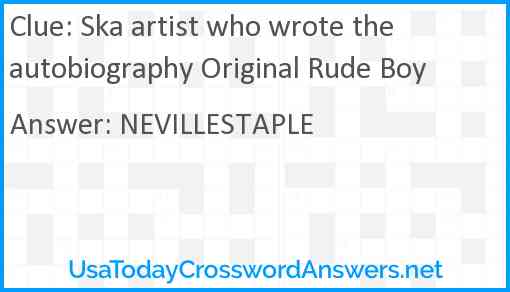 Ska artist who wrote the autobiography Original Rude Boy Answer