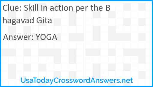 Skill in action per the Bhagavad Gita Answer