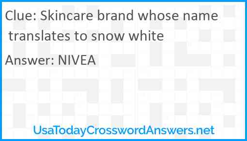 Skincare brand whose name translates to snow white Answer