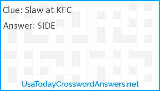 Slaw at KFC Answer