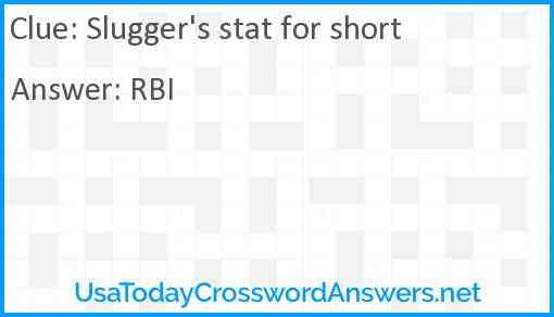 Slugger's stat for short Answer