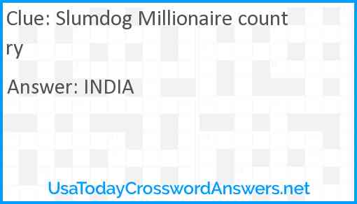 Slumdog Millionaire country Answer