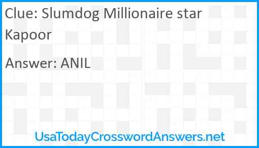 Slumdog Millionaire star Kapoor Answer