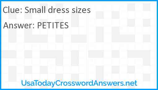 Small dress sizes Answer