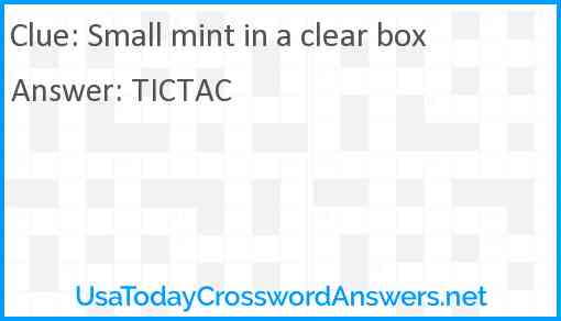 Small mint in a clear box Answer