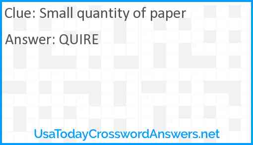 Small quantity of paper Answer