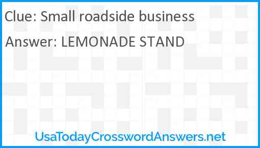 Small roadside business Answer