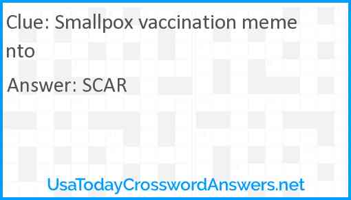 Smallpox vaccination memento Answer