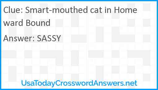 Smart-mouthed cat in Homeward Bound Answer